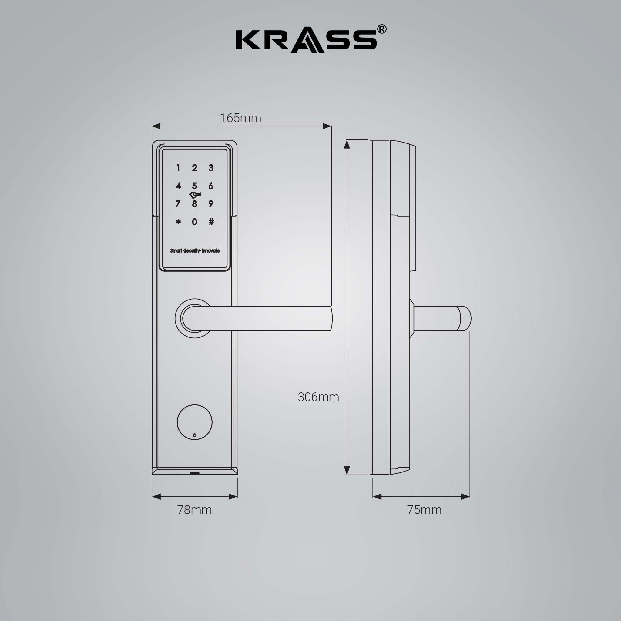 Kích thước khóa Krass E300P