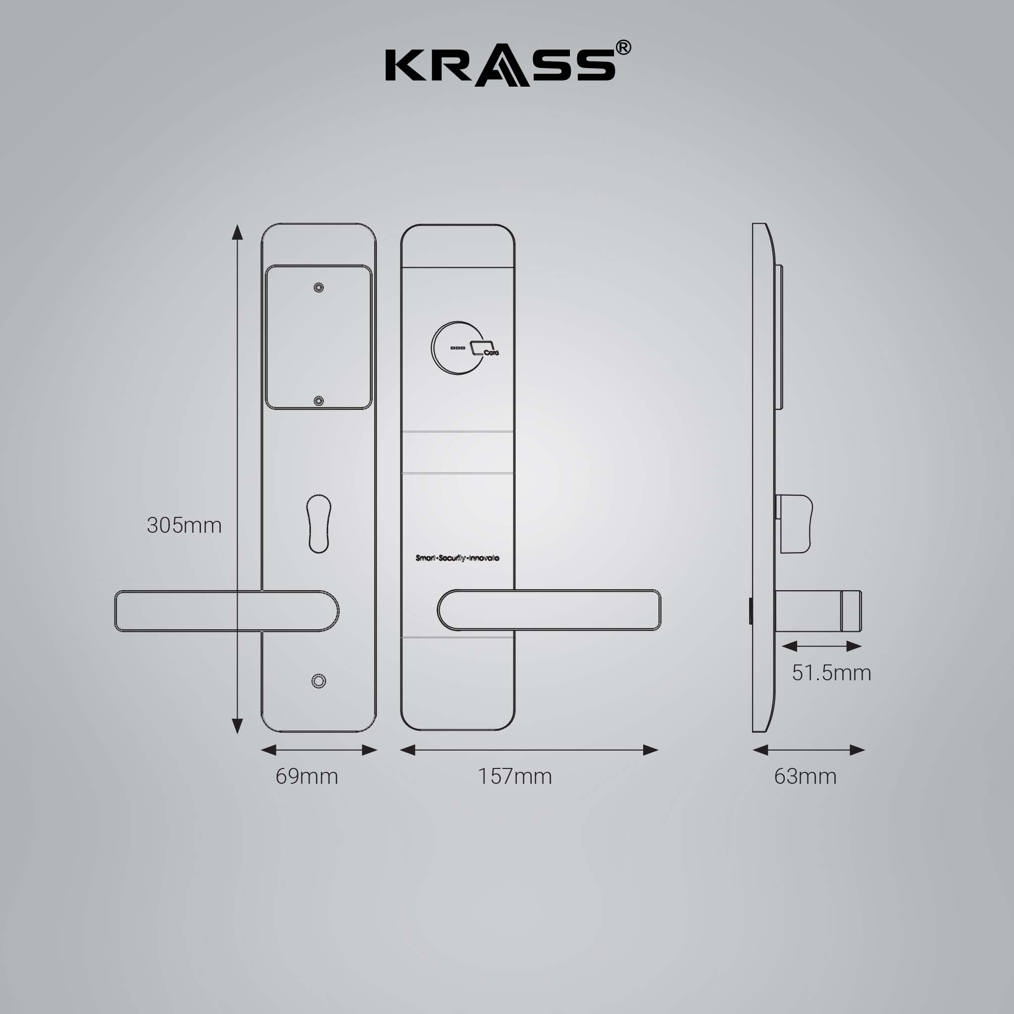 Kích thước khóa Krass K900