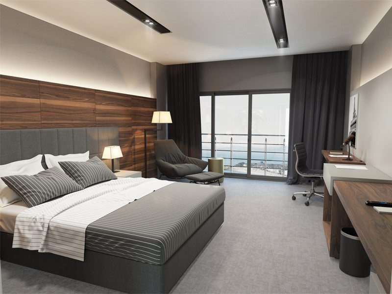 phong cách thiết kế phòng ngủ khách sạn hiện đại