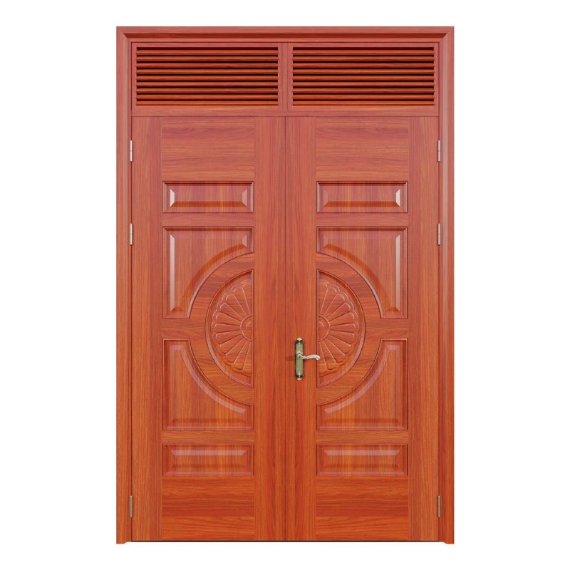 Mẫu cửa gỗ 2 cánh đều nhau với các họa tiết độc đáo